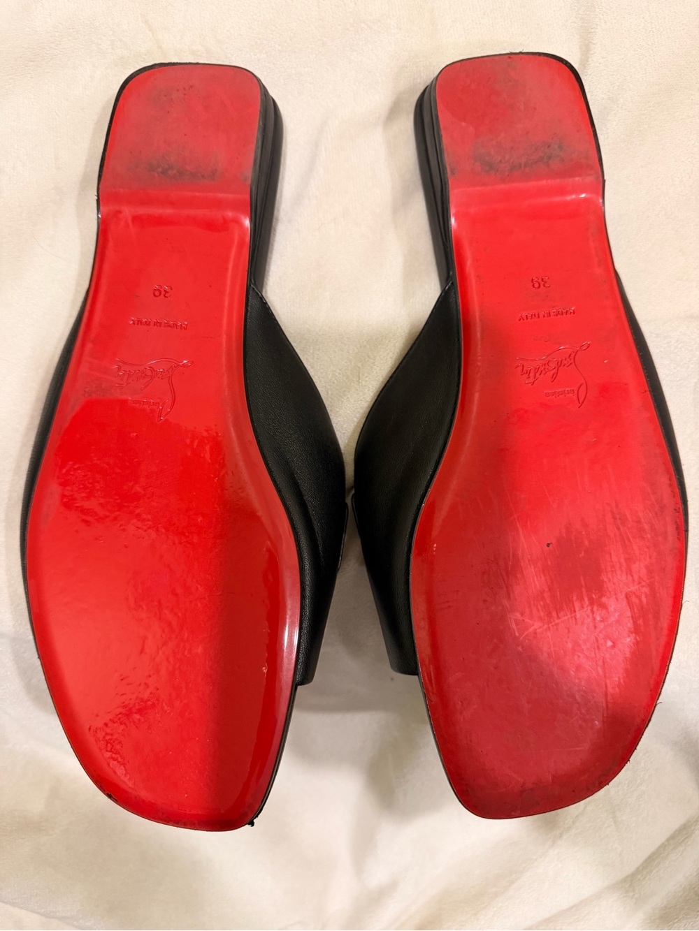 Christian Louboutin Black Leather Chain-Trim Slide Mules - Picture 5 of 5